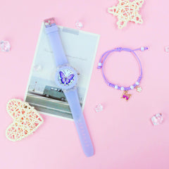 Girls' Sweet Style Glow in Dark Butterfly Watch Set