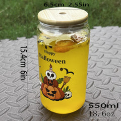 Christmas Halloween Glass Straw Cup Set 350ml & 550ml