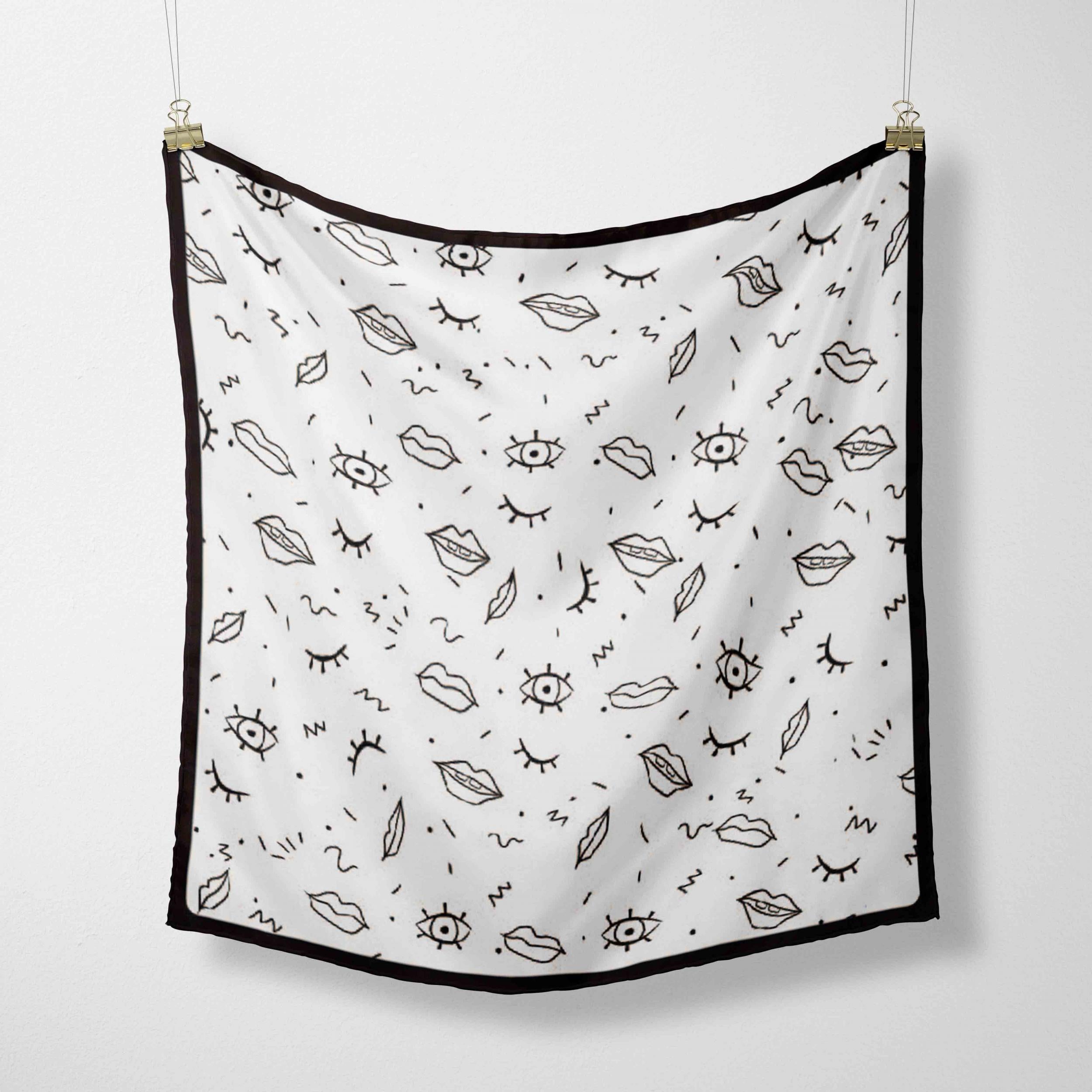 Eyes Lips Print Bandana Hip Hop Square Scarf Headband Casual Handkerchief