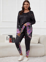 Glitter Christmas Tree Print Top & Pants Set