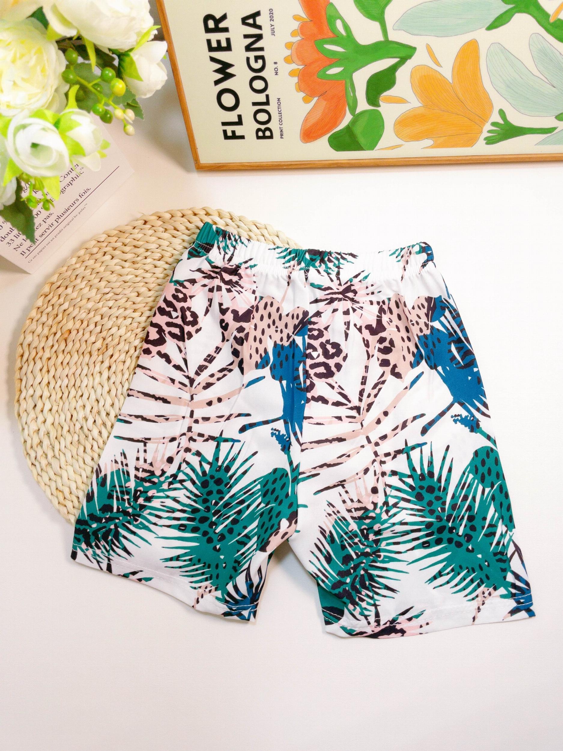 Boys Tropical Leaves Swim Trunks for Summer Beach Party