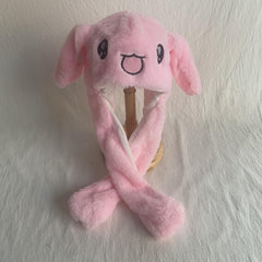 Rabbit Plush Hat Cartoon Ears Animal Hat Ear Warmer - Funny Rabbit Jumping