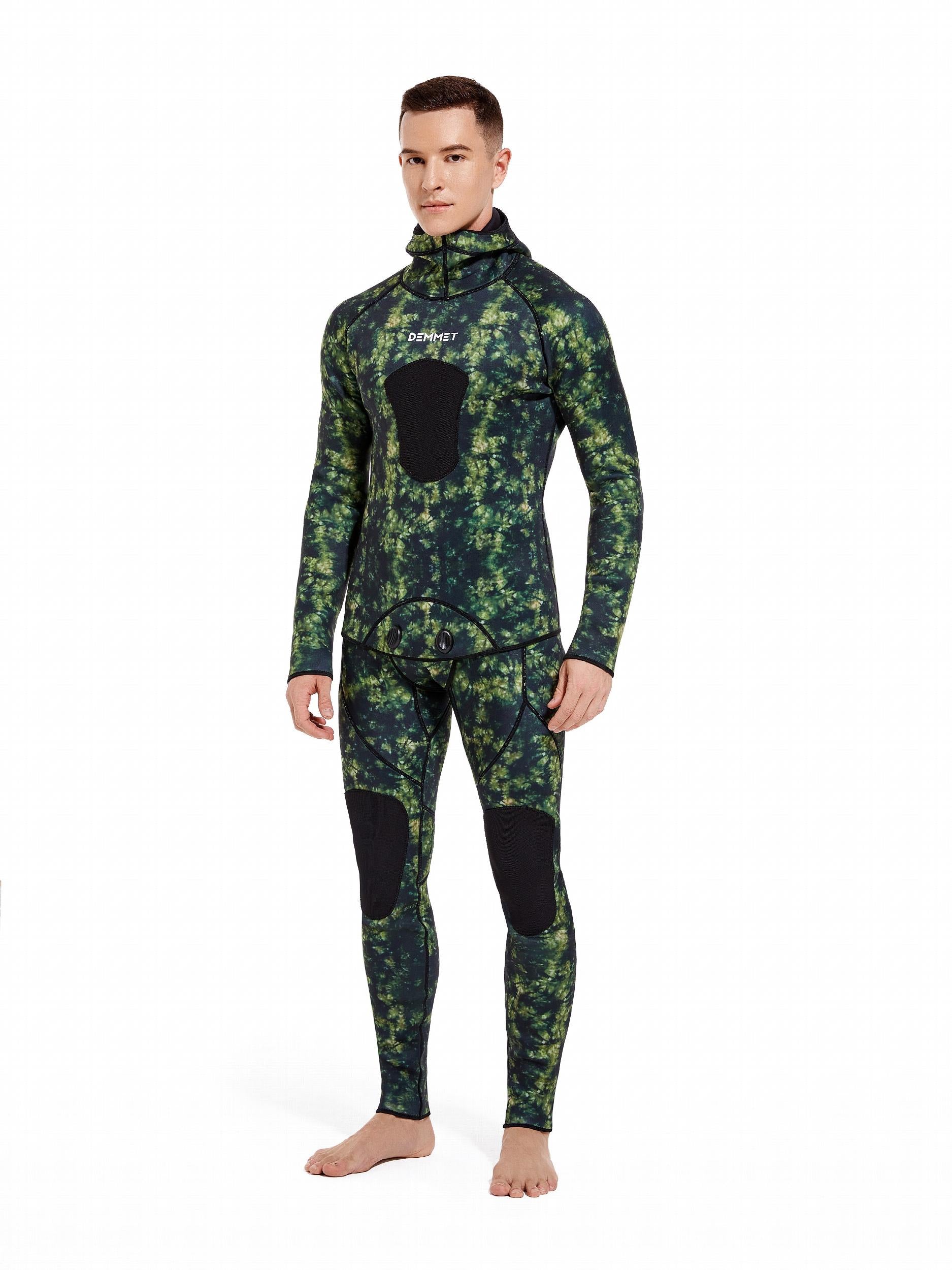 Men's Neoprene 3mm Camo Hoodie Wetsuit Full Suit for Snorkeling
