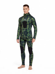 Men's Neoprene 3mm Camo Hoodie Wetsuit Full Suit for Snorkeling