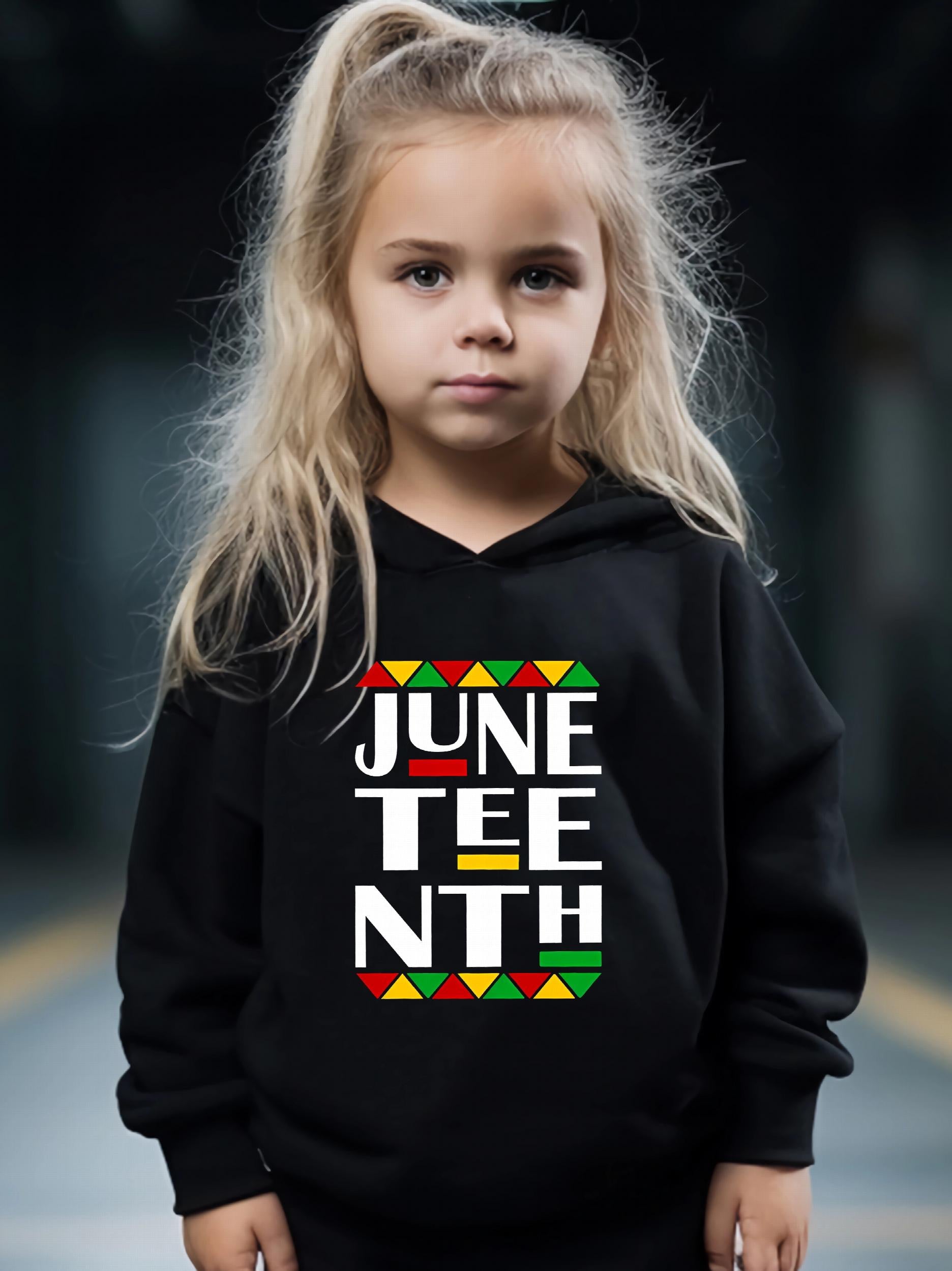 Juneteenth Print Outfit Hoodie & Pants Set Girl's Sporty Clothes