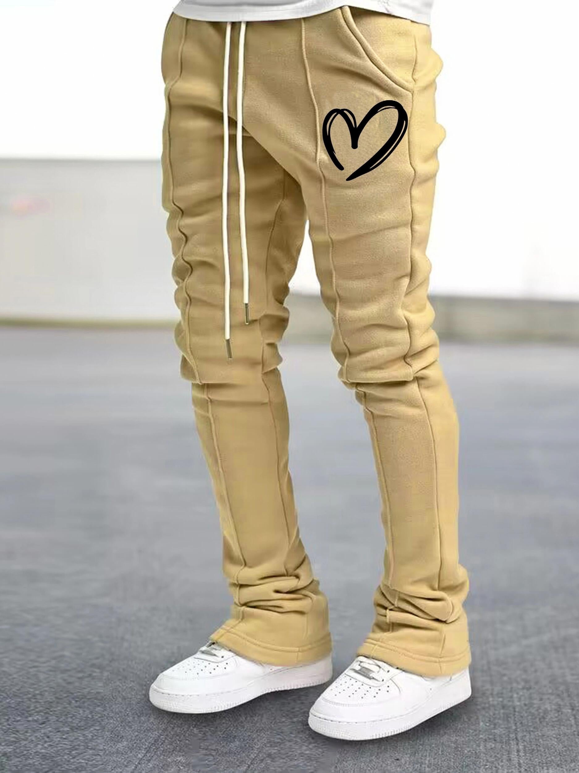 Men's V Print Flared Trousers Casual Hip Hop Pants