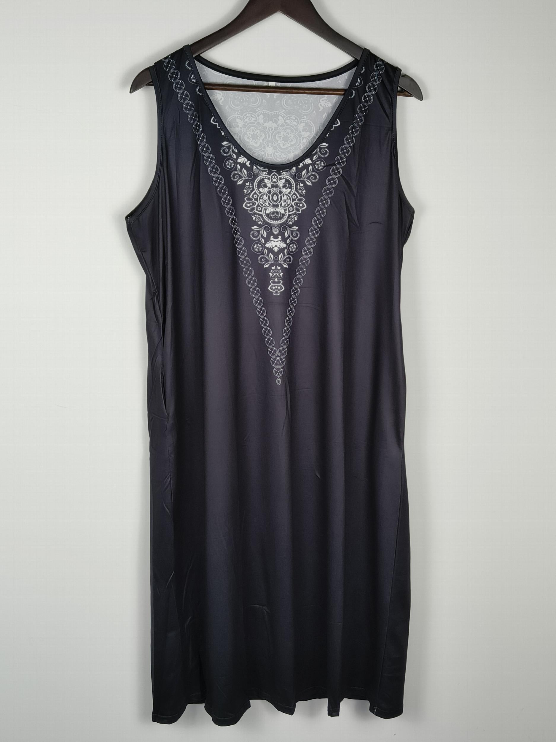 Boho Dress Women's Plus Floral Print V Neck Tank Dress