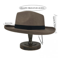 Woolen Big Brim Sunshade Fedora Hat for Party