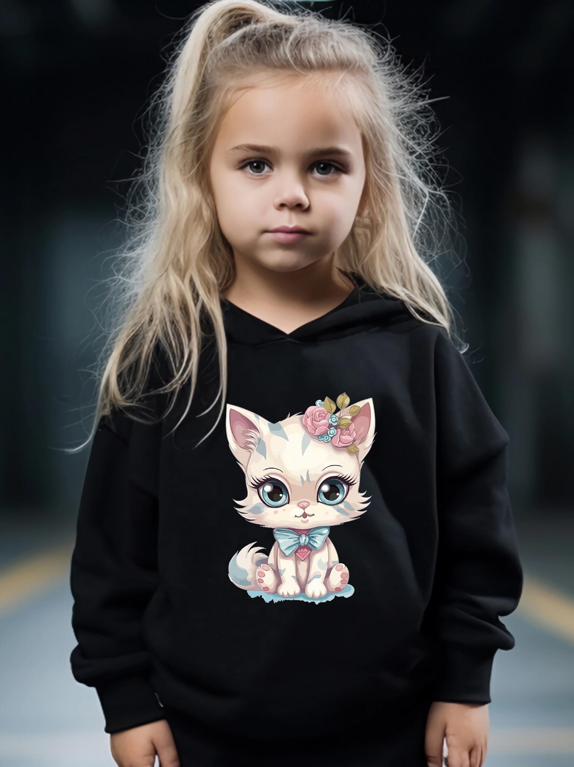 Cat Print 2pcs Girls Outfits For Sports Spring Fall Outdoor Gift