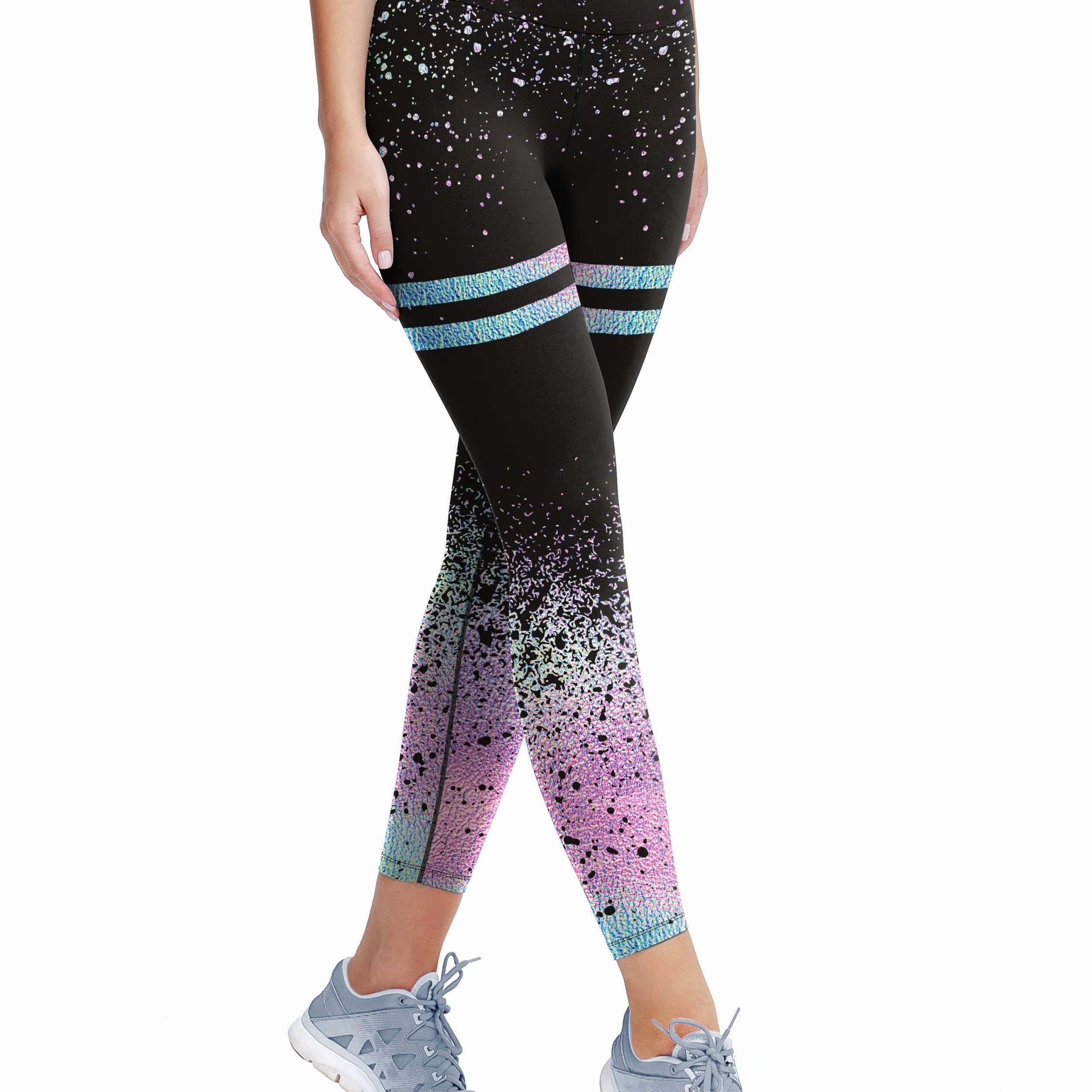 Sparkly Print Fitness Yoga Pants Slim Fit Leggings Women