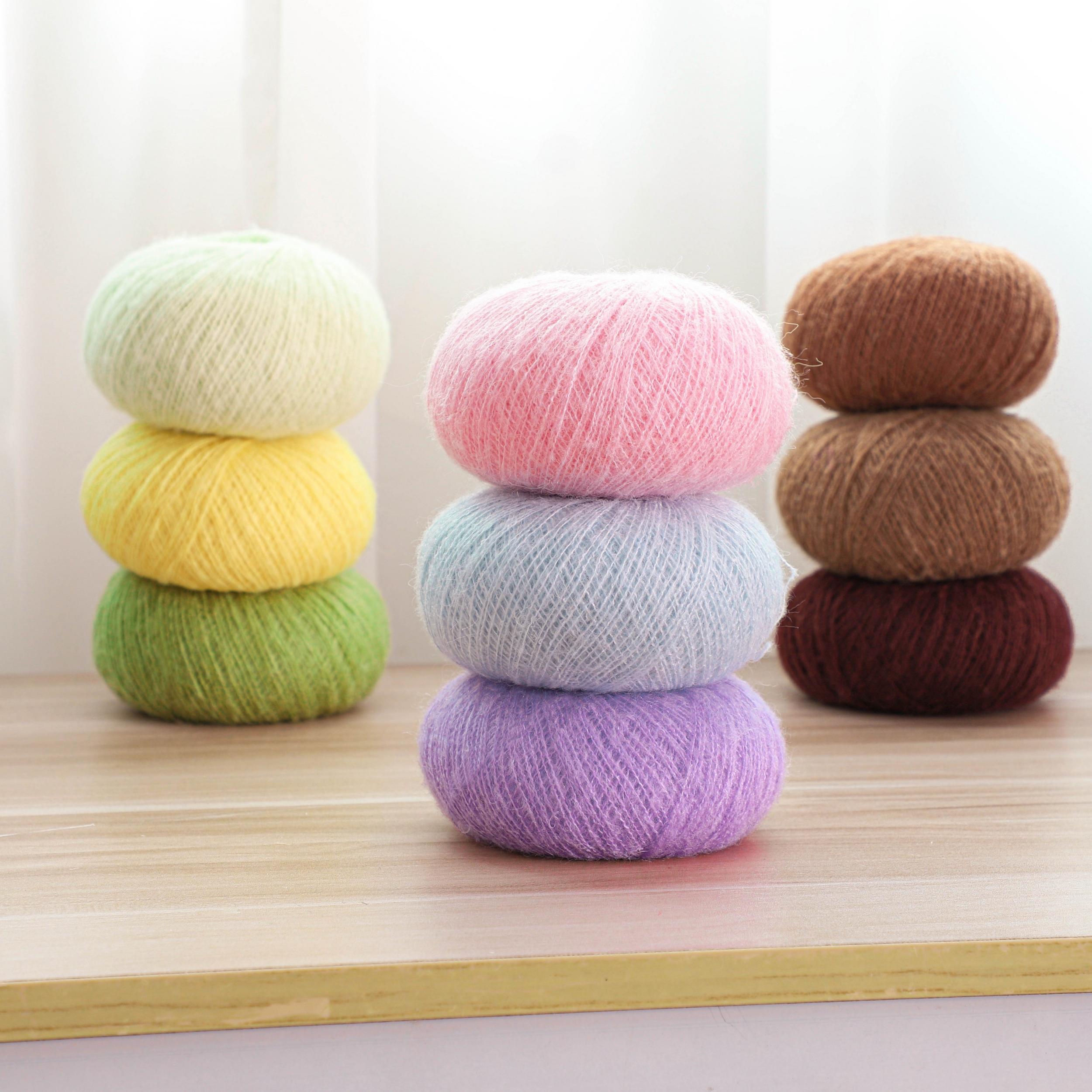 2 Pack Soft Mohair Knit Yarn 50g Roll Cozy DIY Knitting Sweaters Scarves Hats