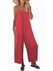 Graphic Print Wide Leg Jumpsuit Spaghetti Strap Sleeveless