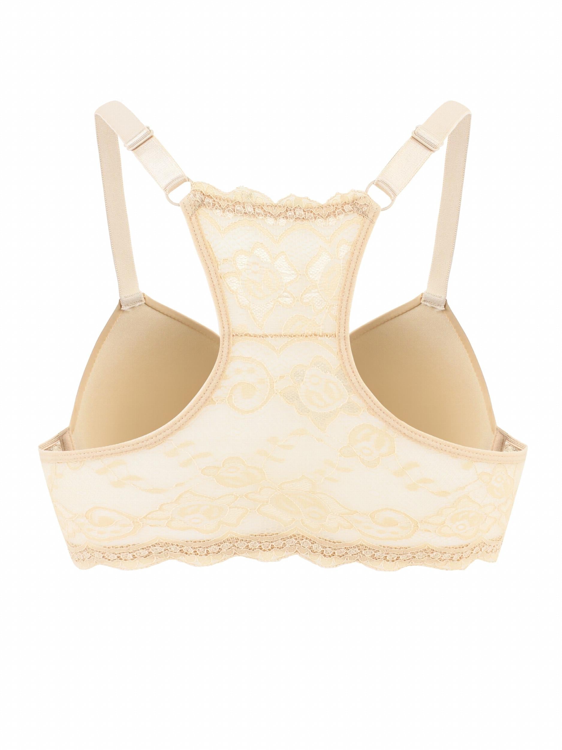 Front Closure Racer Back Padded T shirt Bralette