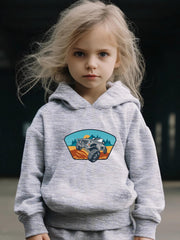 2pcs Truck Print Outfits Girls Hoodies Jogger Pants Set