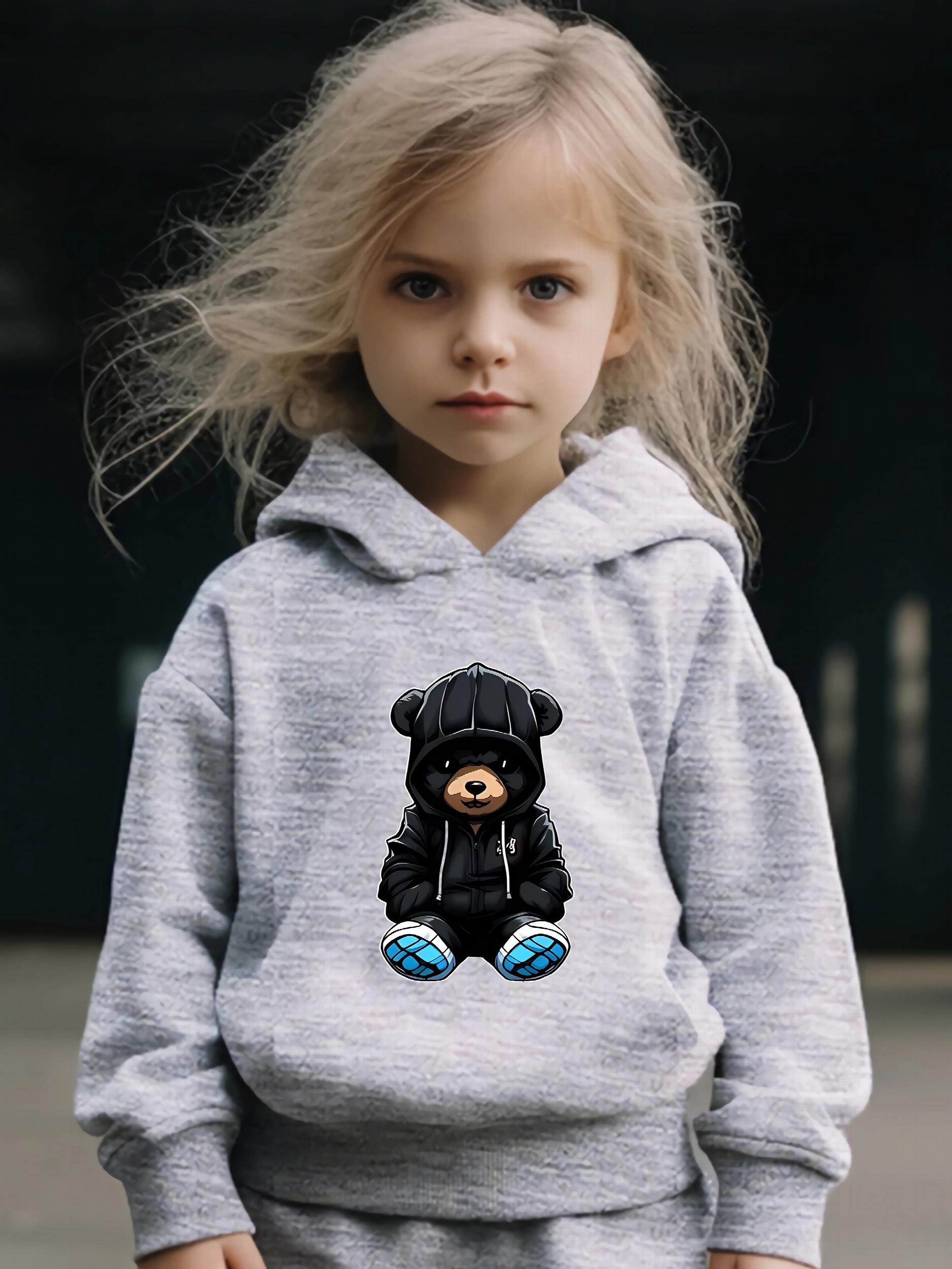 Bear Print 2pcs Girls Outfits For Sports Spring Fall Outdoor Gift