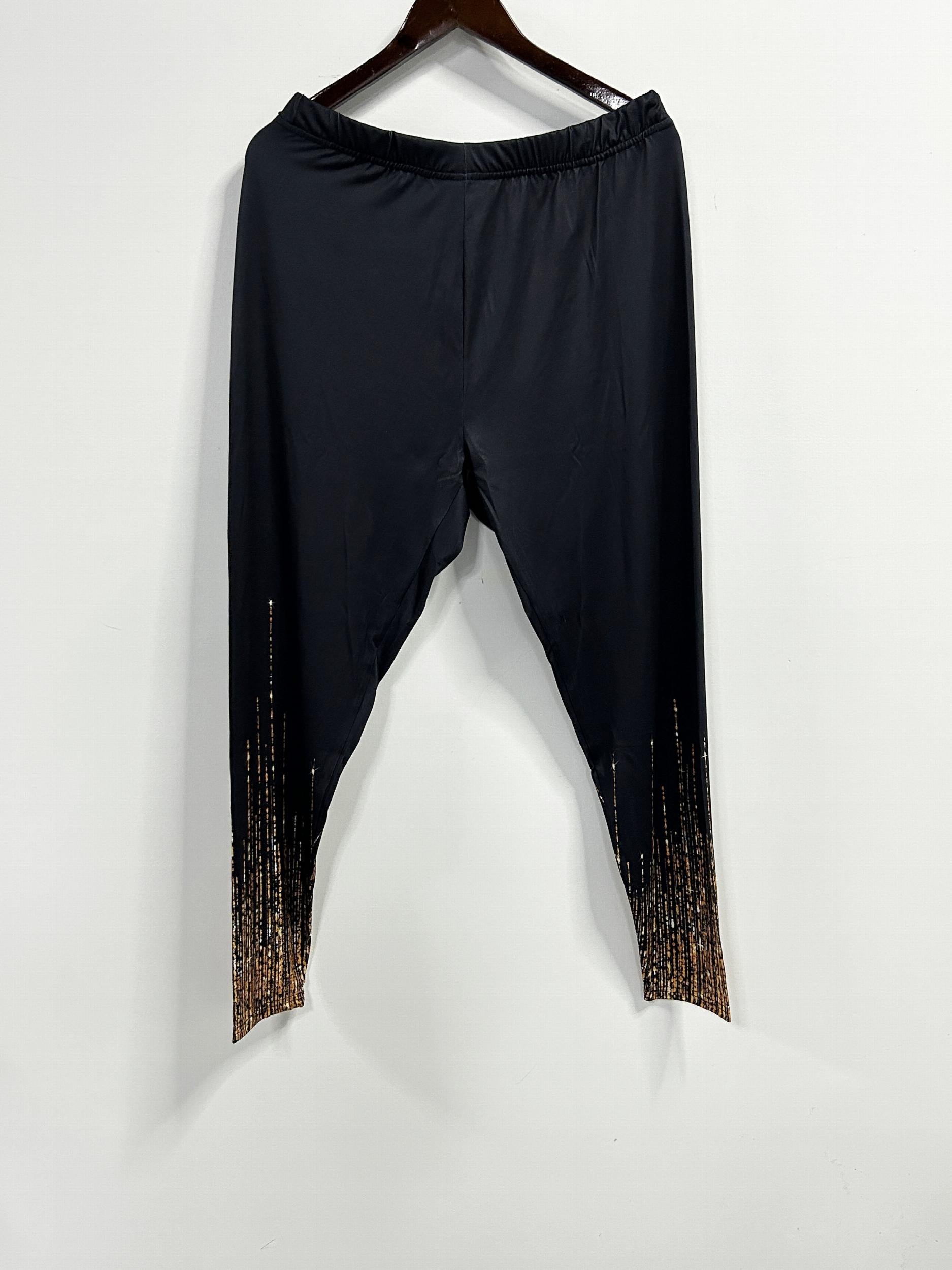 Women's Plus Golden Stripe Print High Rise Leggings