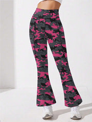 Women's Camo Print Flared Pants High Waist Bootcut Leggings