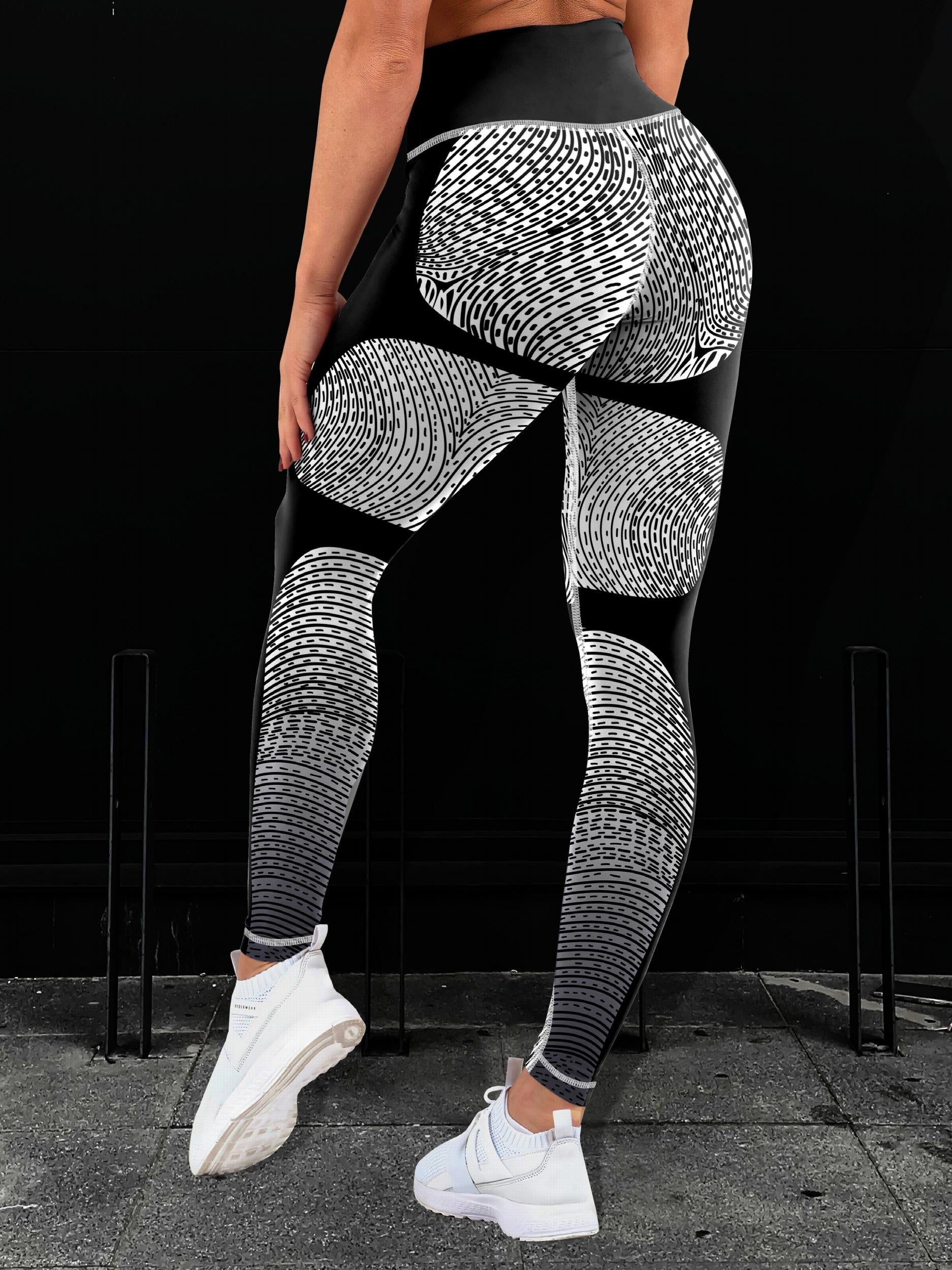 Block Print High Waist Yoga Pants