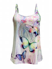 Colorful Butterfly Print Cami Top Summer Sleeveless Top Women's Clothing