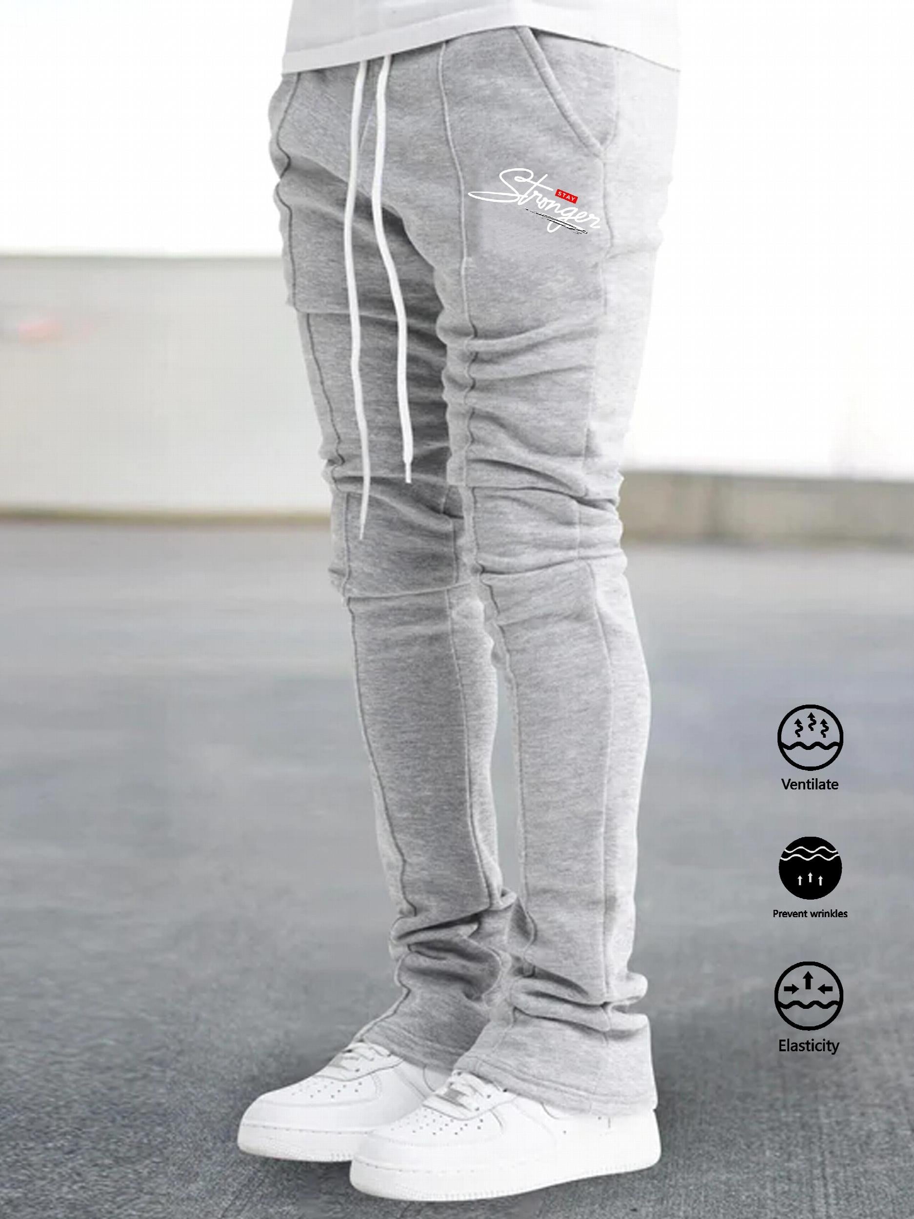 Men's Letter Print Joggers Casual Loose Fit Drawstring Pants