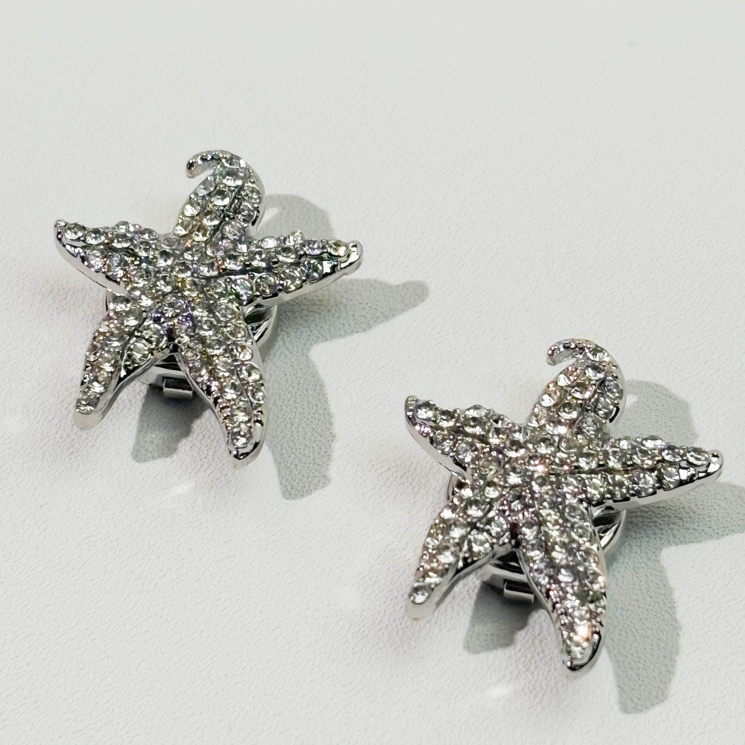 2pcs Starfish Shirt Buttons w/ Brass Base Coastal Decorative Closures