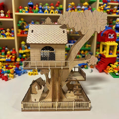 3D Wooden Treehouse Puzzle Toy, Halloween Christmas Creative Building Blocks