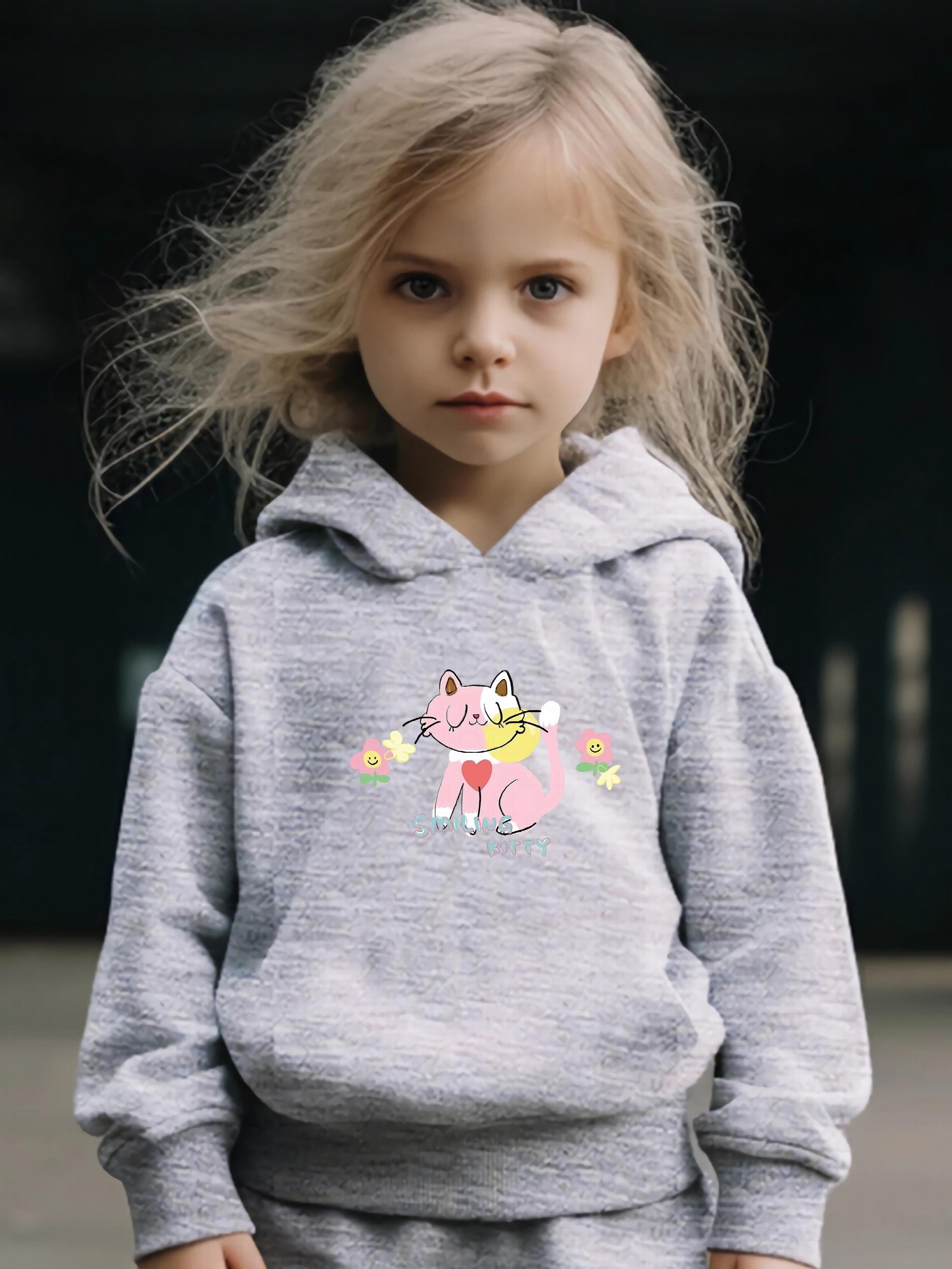 Kitty Graphic 2pcs Set Girls Casual Activewear Set