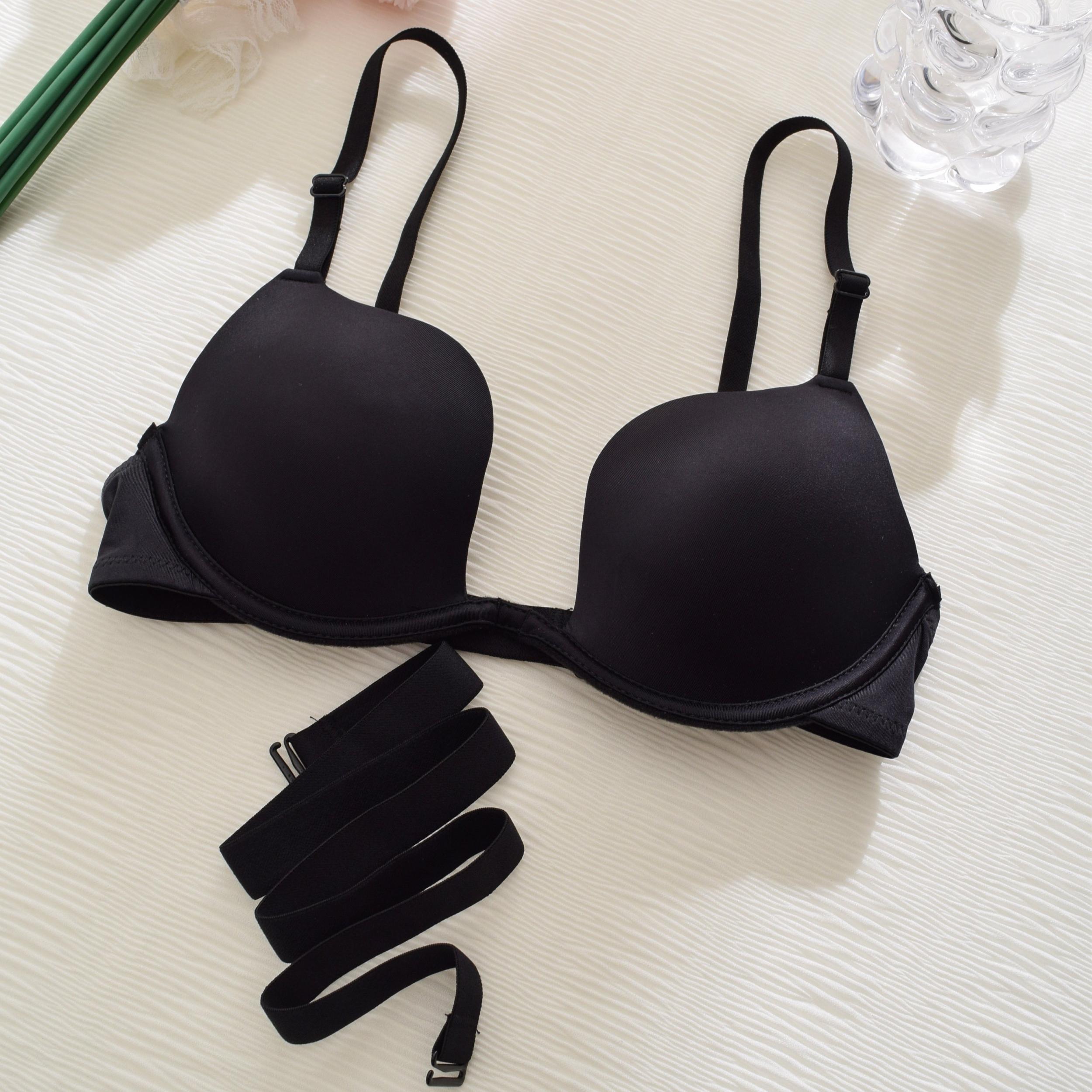 Comfy Plunge Bra Solid Scoop Breathable Lingerie
