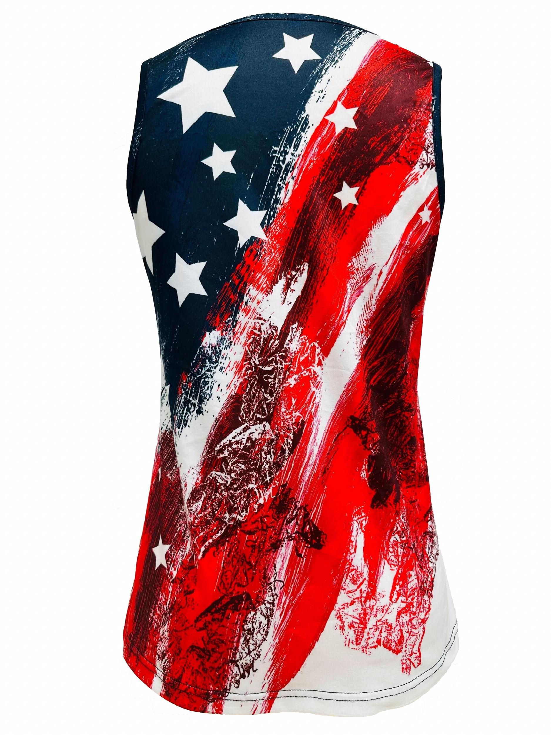 American Flag Print Button Tank Top Sleeveless Casual Summer Women's Clothing