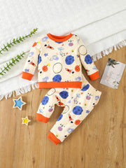 Baby Boy Cartoon Graphic Pullover Top Pants Set Pajama Set