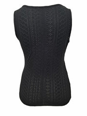Embroidered Cross V Neck Tank Top Button Sleeveless