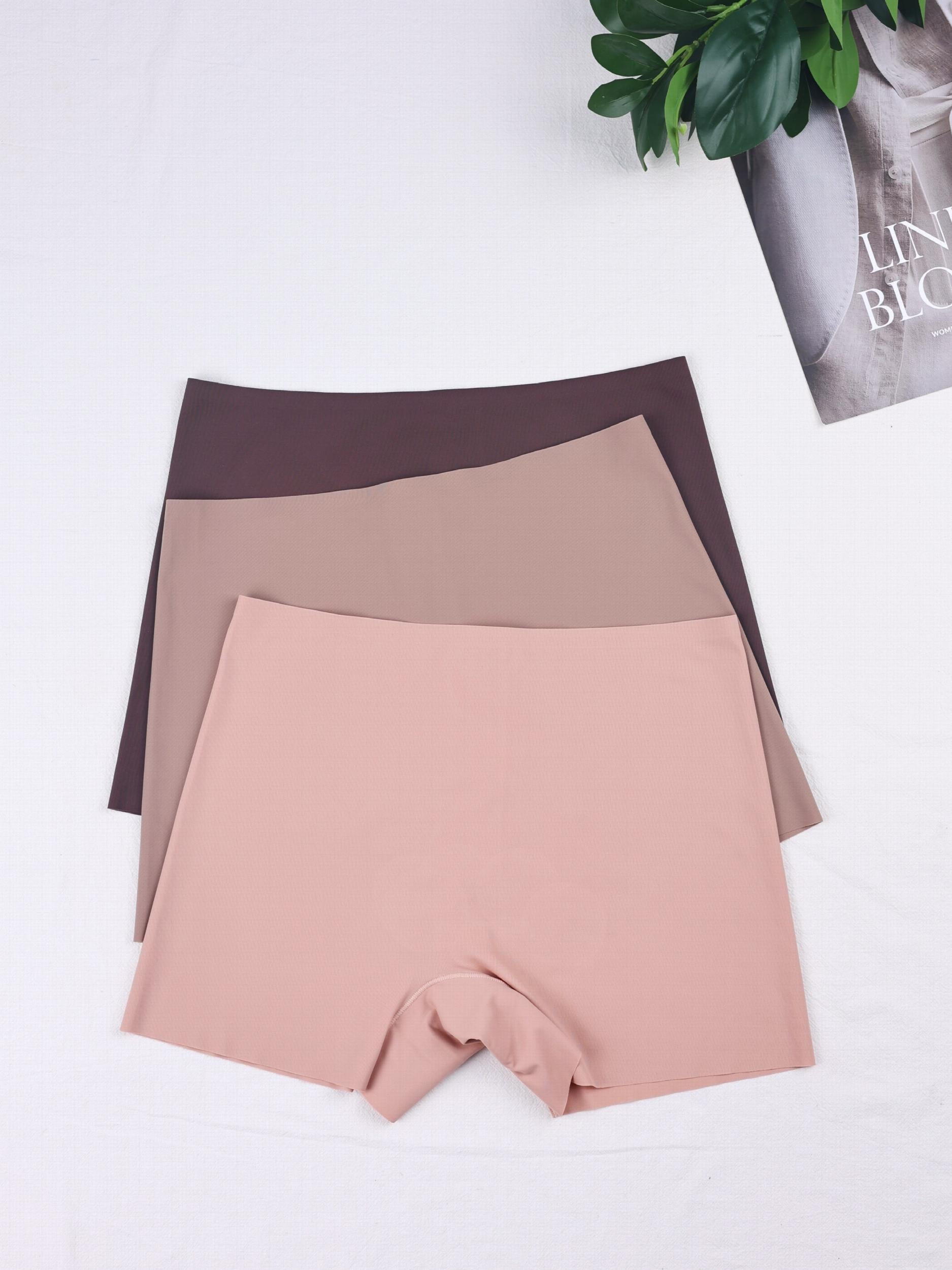 3pcs Seamless Solid Boyshort Panties Soft & Comfortable Stretch
