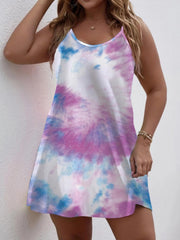 Tie Dye Criss Cross Back Mini Cami Dress