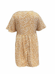 Plus Size Casual Dress with Allover Print & Short Sleeve