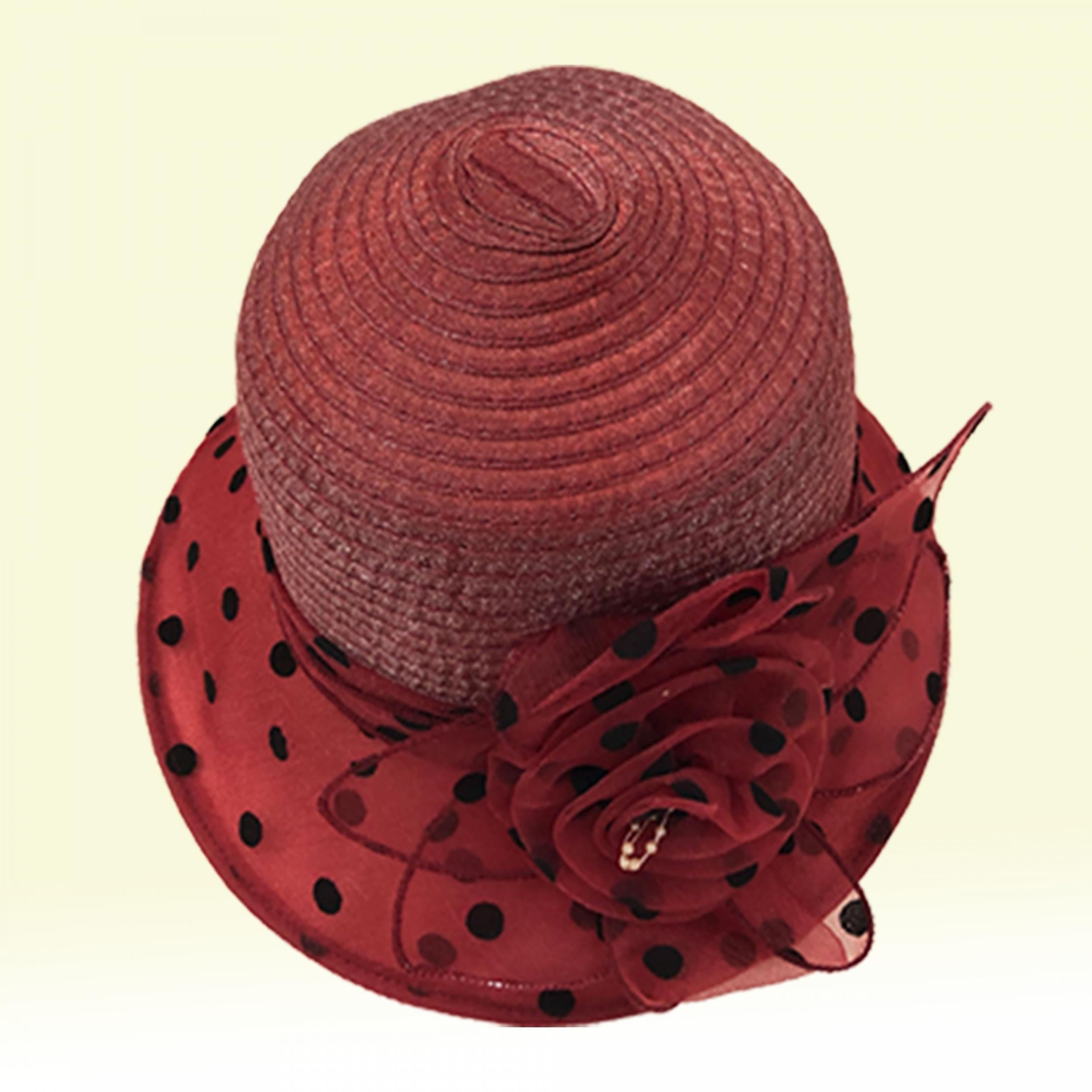 Polka Dot Stitching Bucket Hat Sun Hat Organza Derby Hat Lightweight