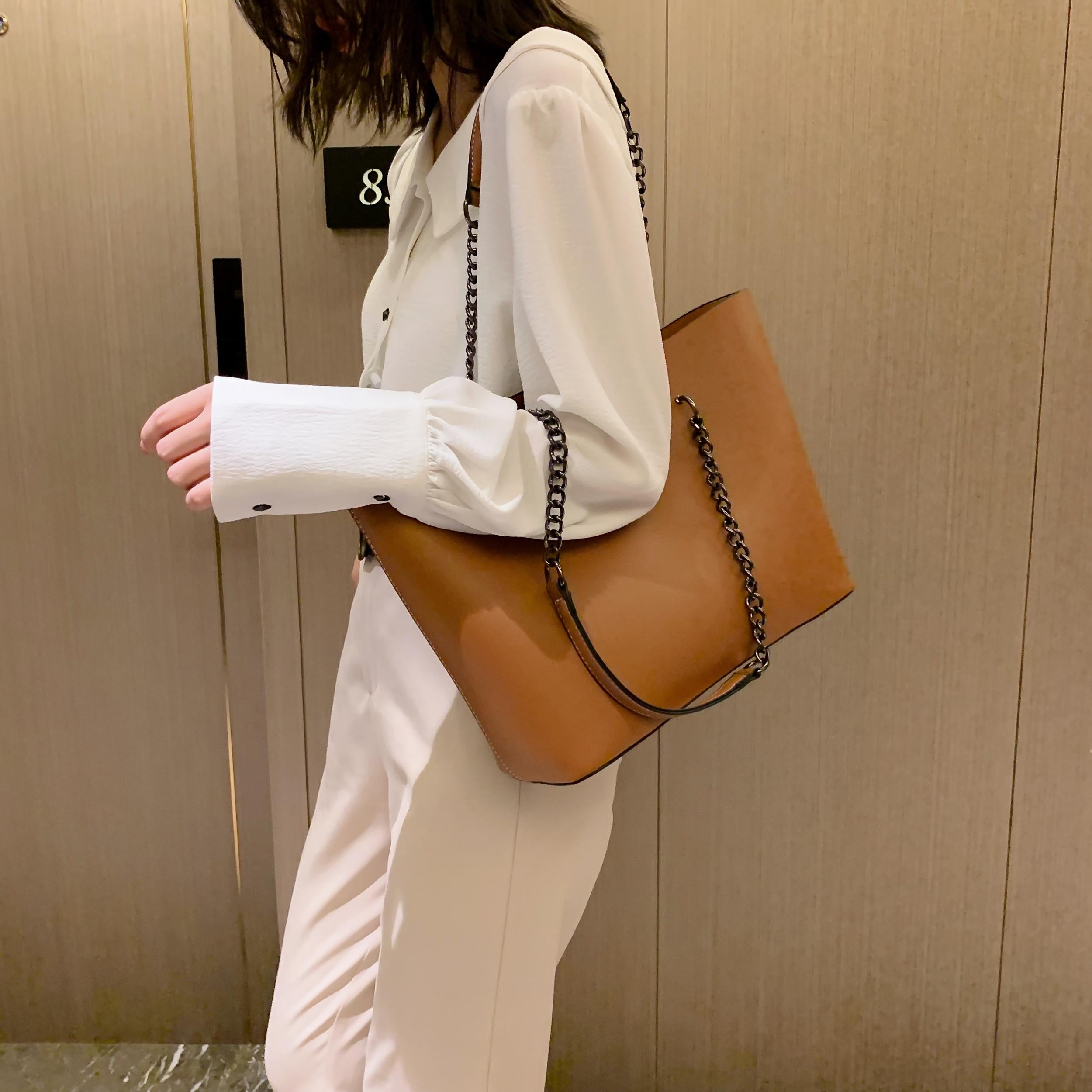 Office Women PU Leather Shoulder Bag High Capacity Female Large Bag