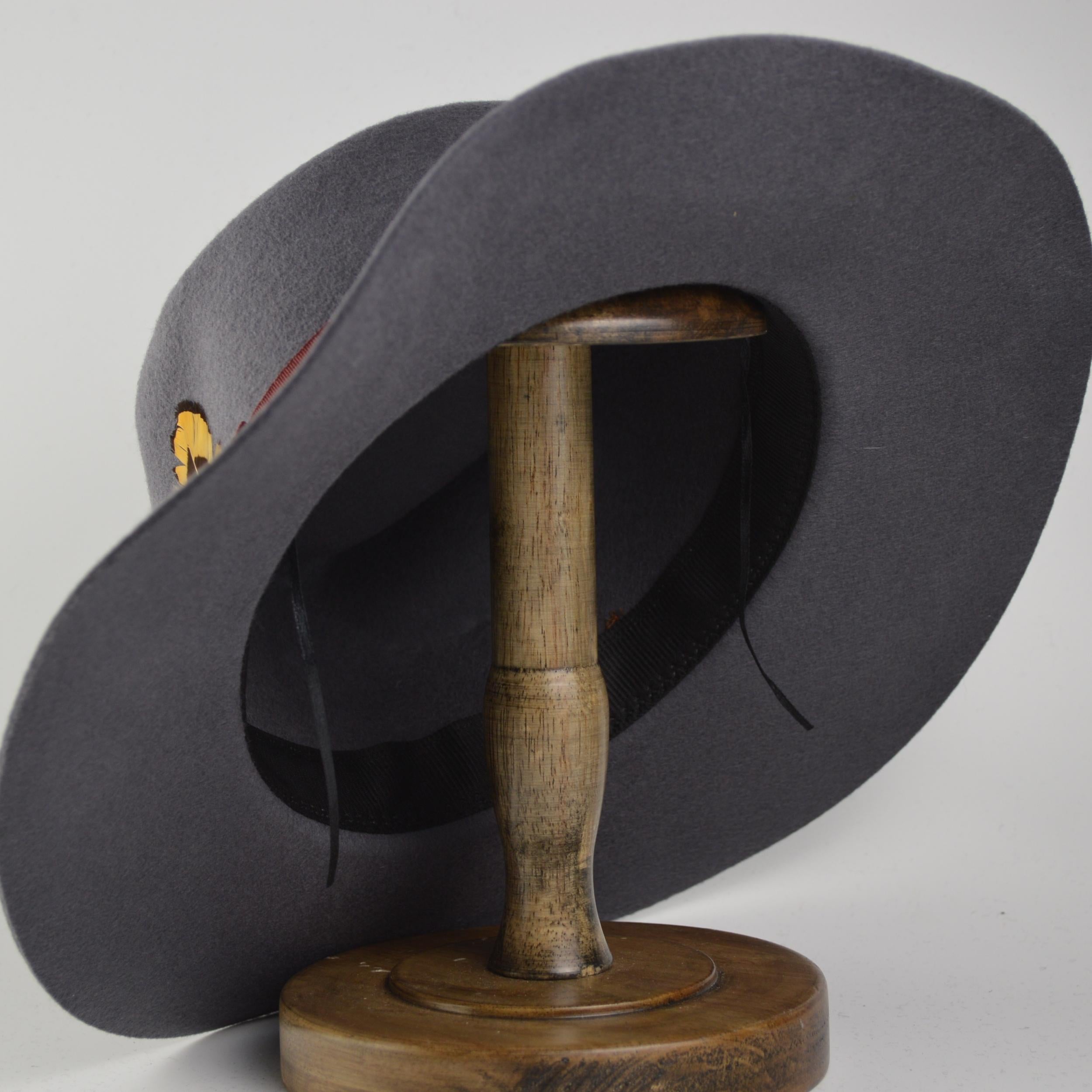 Pure Wool Felt Hat Monochrome Tweed Spell Cap Belt With Accessories