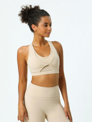 Women's Sports Yoga Tank Bra Scoop Neck Stretchy Solid Sports Bra