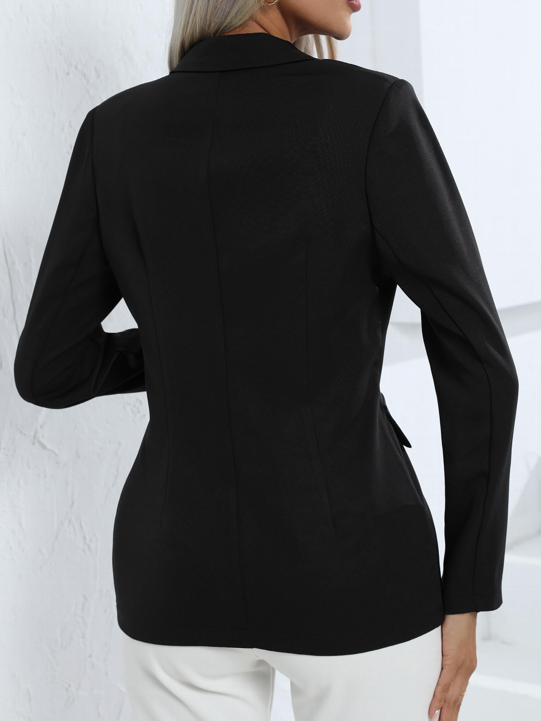 Basic Blazer Women's Plus Solid Double Button Long Sleeve