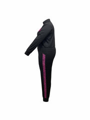 Women's Plus Colorblock Abstract Stripe Print Coat & Joggers Set