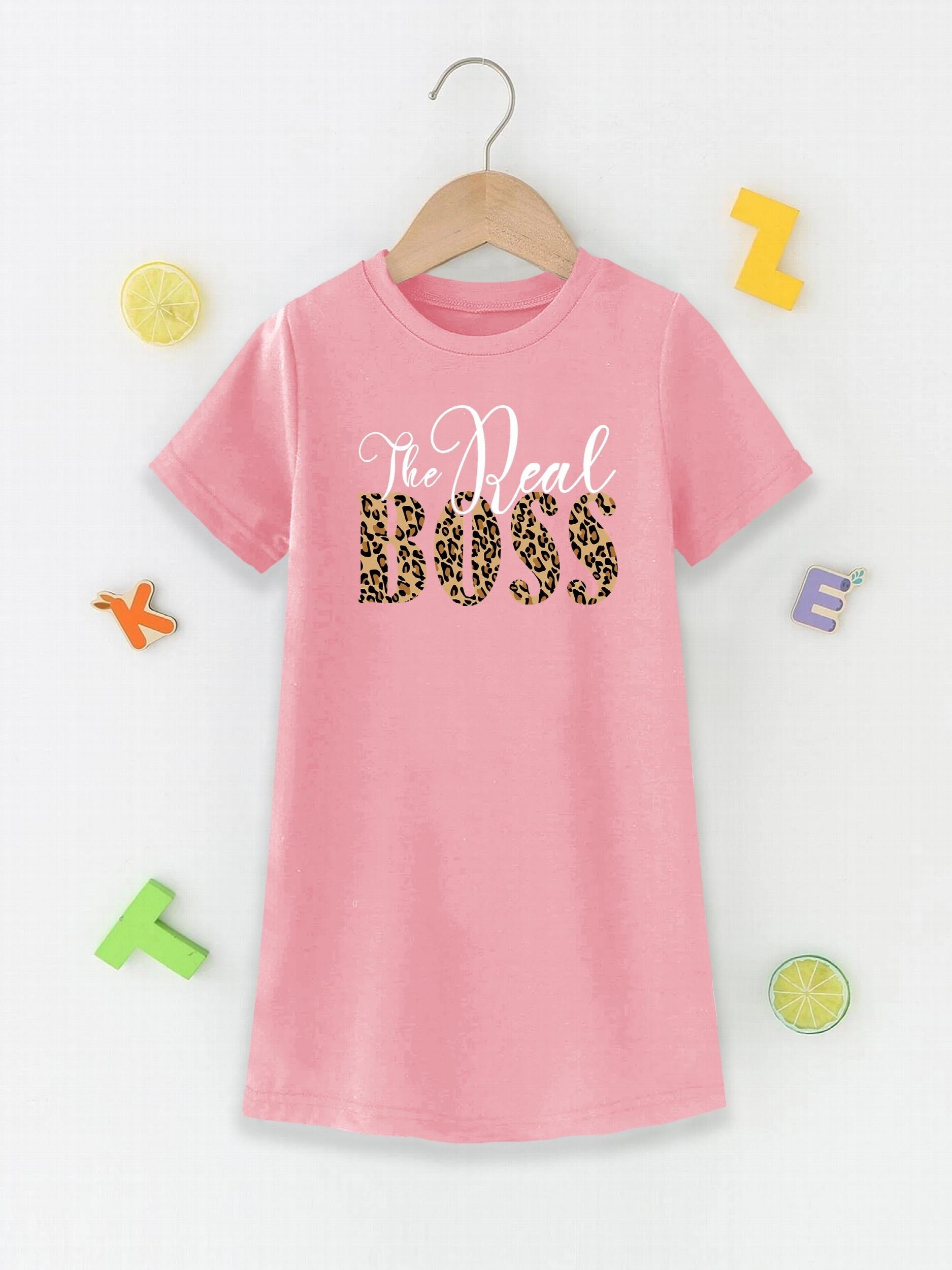 Girls Leopard Print Knit Dress Spring Summer Casual Clothes for Kids Toddlers