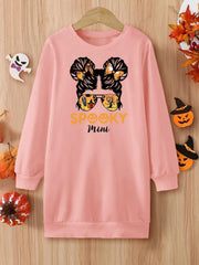 Spooky Mini Halloween Girls Crewneck Sweatshirt Dress Spring Fall