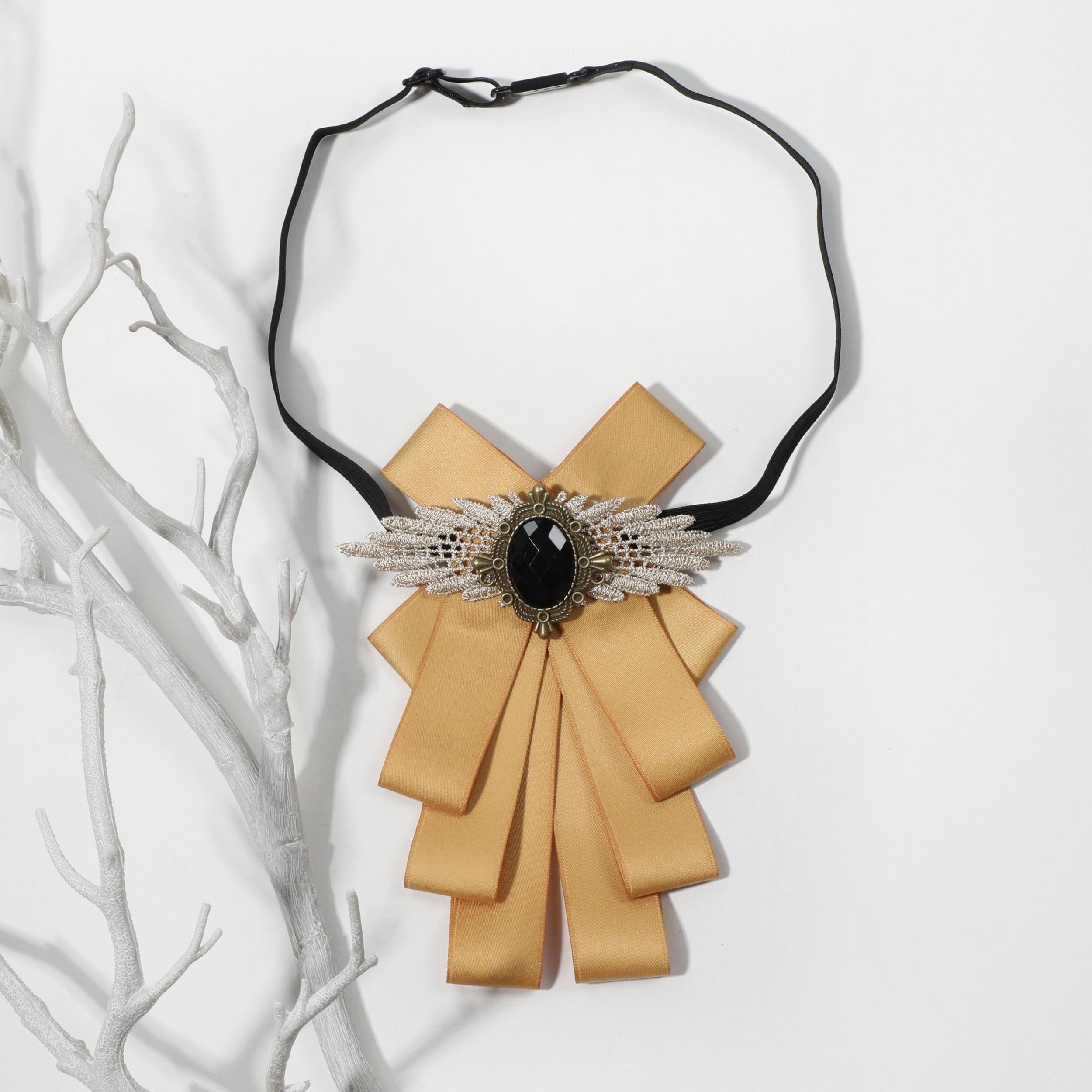 Yellow Lace Wings Bow Tie for Women