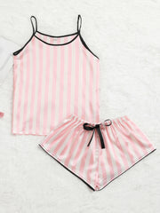 4pcs Satin Pajama Set Shorts Top Lounge Pants Camisole for Women