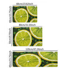 Flannel Kitchen Runner Rug Lemon Strip Carpet Non Slip Mat