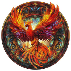 Mandala Style Wooden Puzzle Phoenix Animal Shapes Brain Teaser Decorative Box
