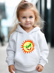 Kid's Cartoon Sun Print Outfit Hoodie & Pants Set Girl's Sporty Clothes