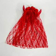 Halloween Devil Horn Lace Headband Costume Accessory