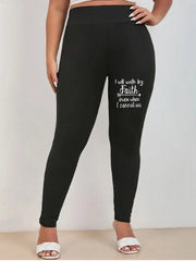 Slogan Print High Rise Yoga Leggings