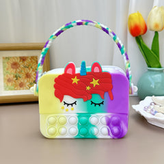 Kids Cartoon Handbag Bubble Pinch Silicone Coin Purse for Girls